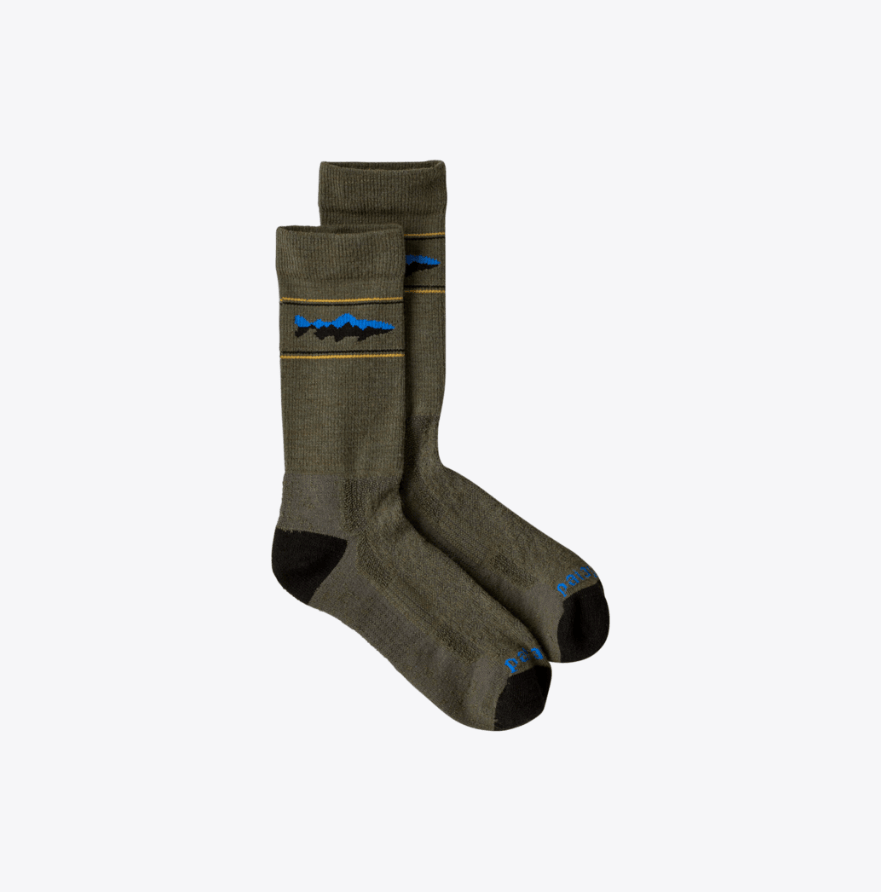 Patagonia Wool Crew Socks Mountain Trout Basin Green / Small