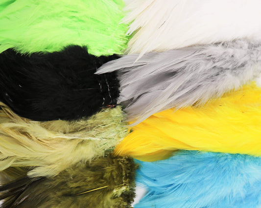 Dyed over White Strung Chinese Saddle Hackle