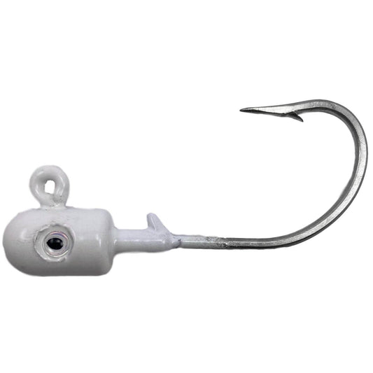 Jecks Bucktails Bullet Barbed Jigheads White - 3D Eyes / 1/2oz - 3pk