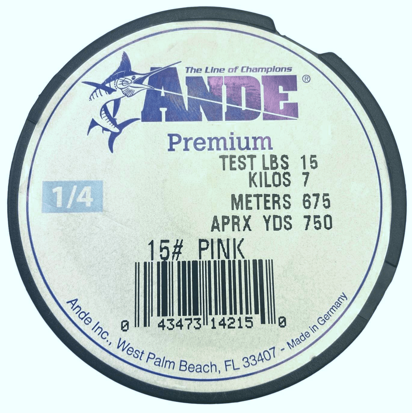 Ande Premium Monofilament Line - 1/4lb Spool Pink 15lb - 850yds