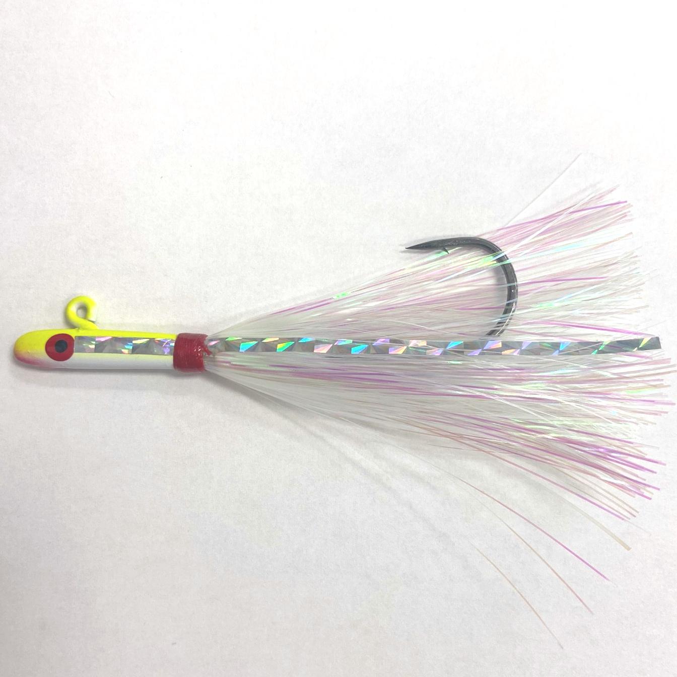 Tsunami Glass Minnow w/ Mylar Skirt XL Hook Teaser Chartreuse/White