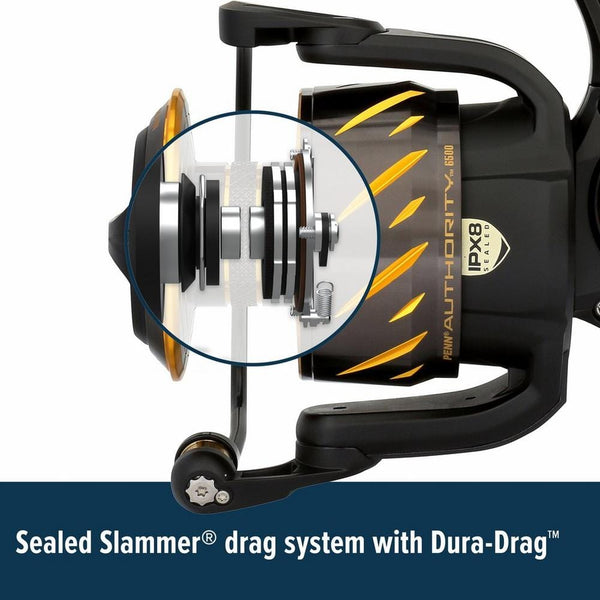 penn authority spinning reel ath ATH6500 this reel takes long runs in heavy seas or the pounding of big surf in its stride Save BIG on Penn Authority