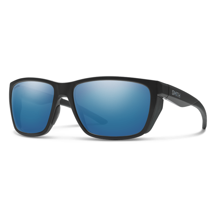 Smith Longfin Sunglasses Matte Black + ChromaPop Glass Polarized Blue Mirror Lens