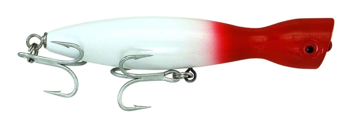 Super Strike Little Neck Poppers 1 1/2 oz / White/Redhead