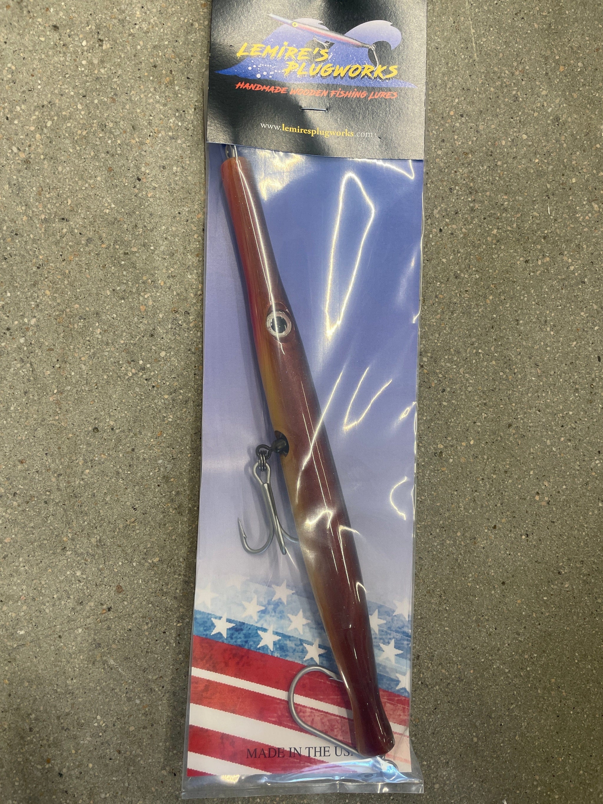 cherry drifter fish lure Lemire's Plugworks Senior Needlefish