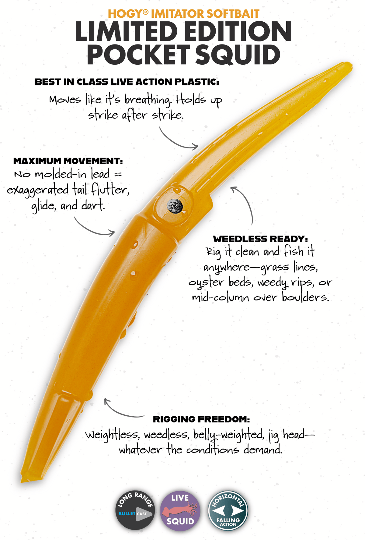 Hogy Pocket Squid 6.5" Amber (4pk Unrigged)