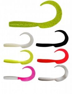 Blue Water Candy Swirl Tail Grub - 6in 20 Pack / Pink