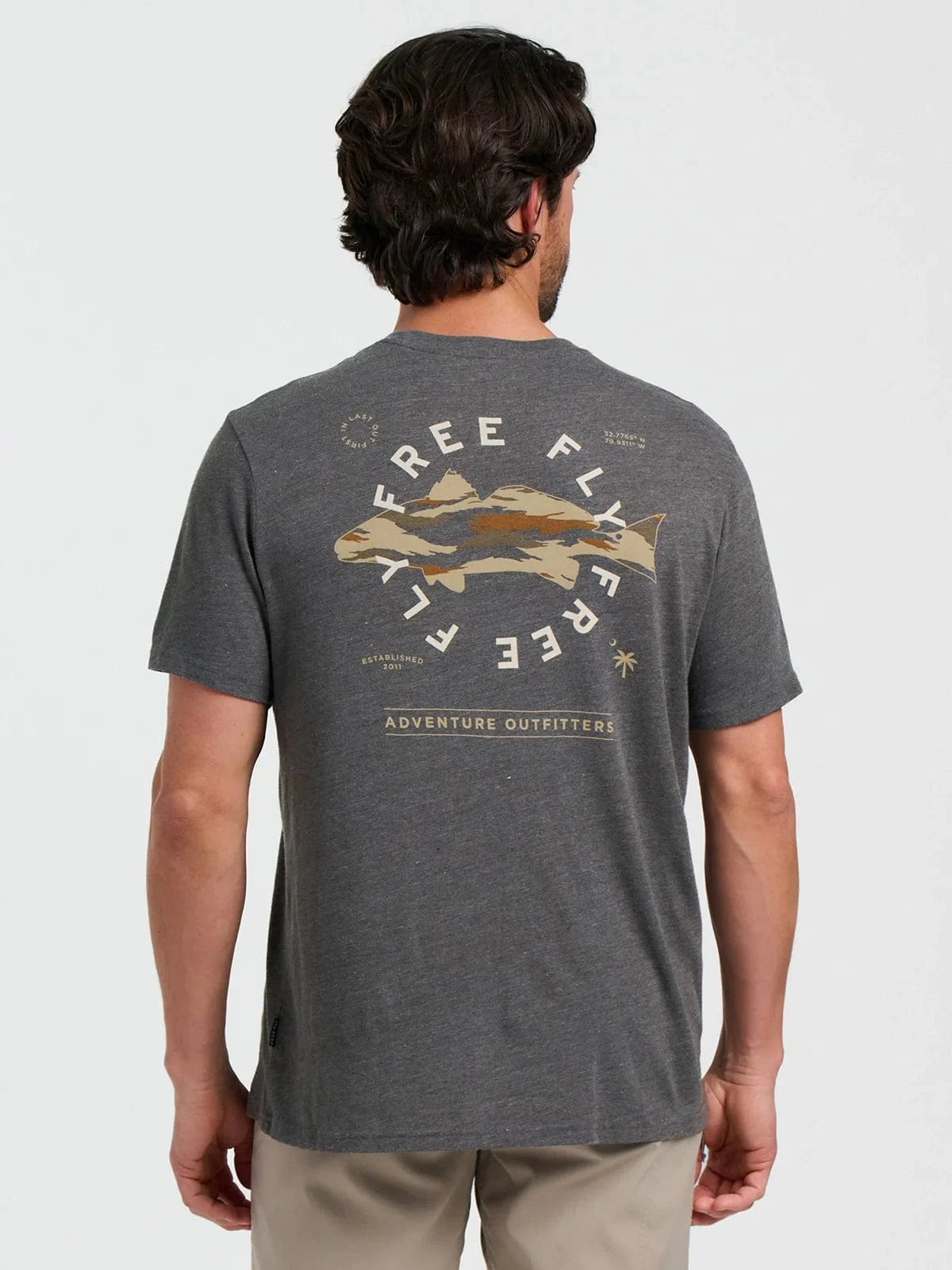 Free Fly Camo Pocket Tee Heather Black Sand Redfish / M