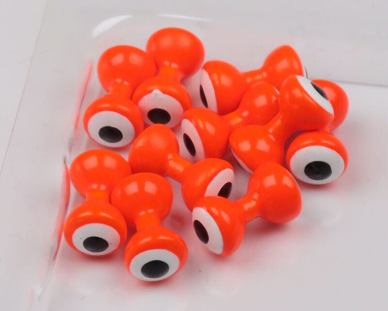 Hareline Double Pupil Brass Eyes Small / Fl Orange White/Black Pupil