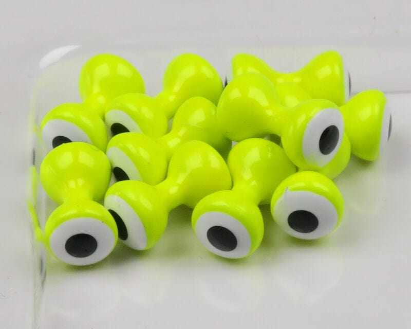 Hareline Double Pupil Brass Eyes Small / Chartreuse White/Black Pupil