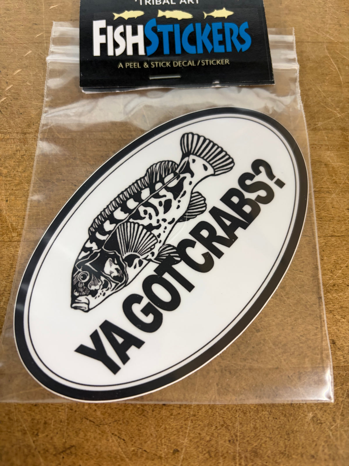 Fish Stickers "Tribal Art" "Ya Got Grabs?" Tog