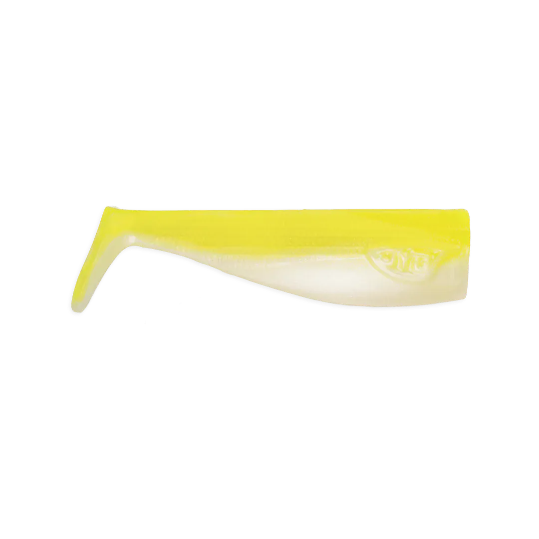 JYG Pro Chubby Paddle Tail 3in 6 Pack / Highlighter Pearl