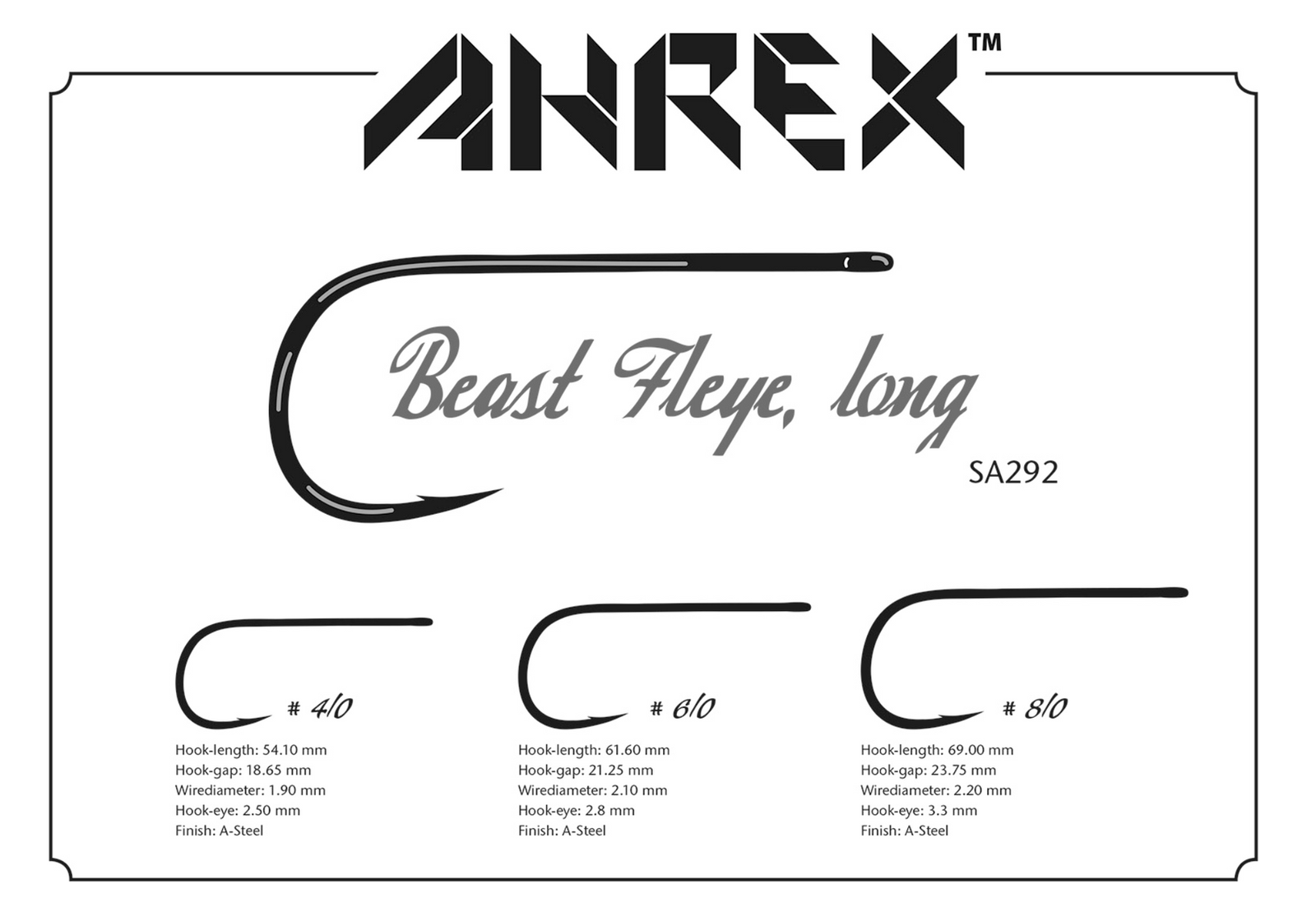 Ahrex Bob SA292 Popovics Long Shank Beast Fleye Hook