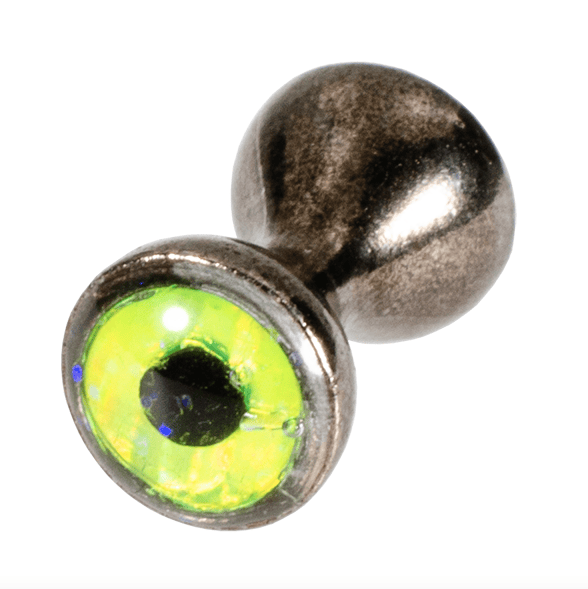 MFC Tungsten Sparkle Dumbell Eyes Black Nickel Sparkle Chartreuse / Small