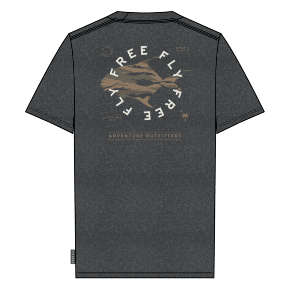 Free Fly Camo Pocket Tee Heather Black Sand Permit / M