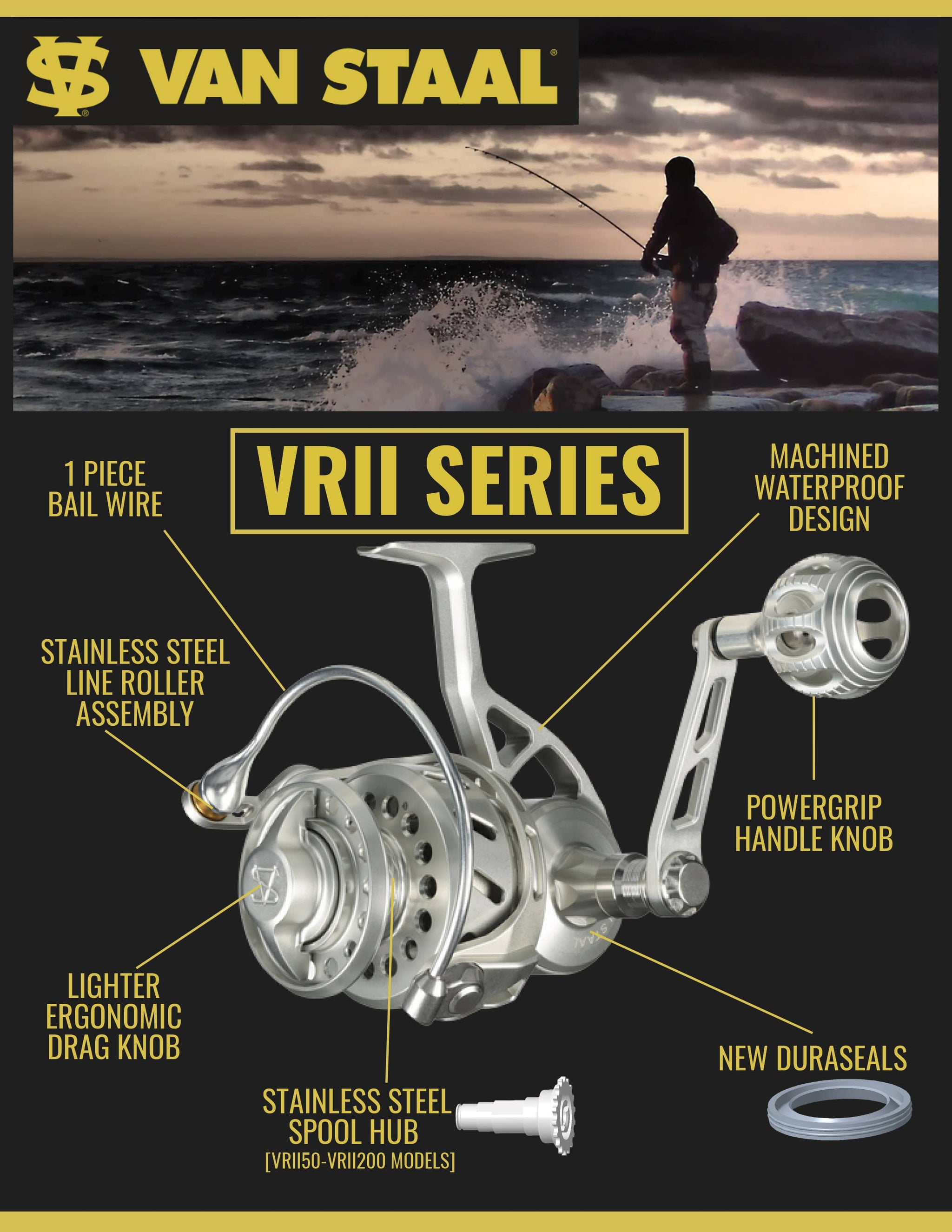 VRII Series Bailed Black Spinning Reel| Van Staal , 125 / Left