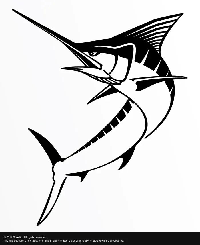 Steelfin Vinyl Decals Medium Black Marlin