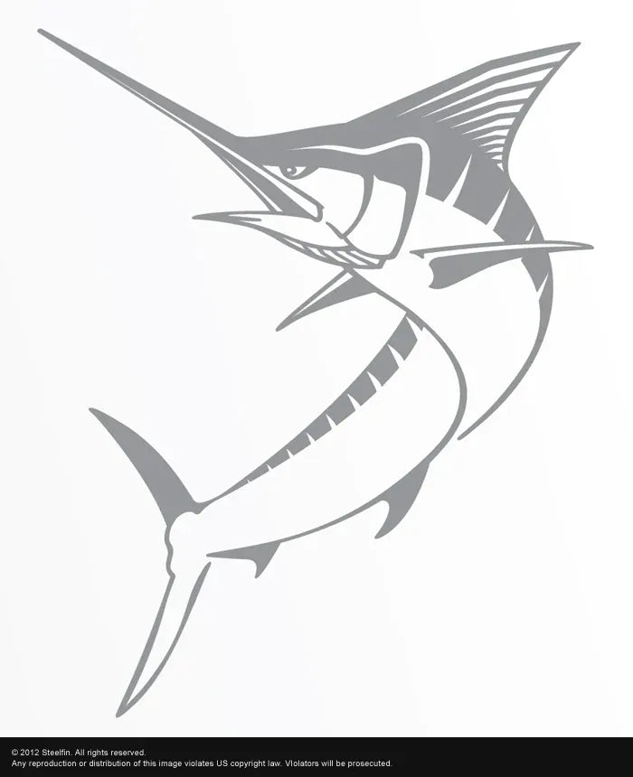 Steelfin Vinyl Decals Medium Silver Marlin