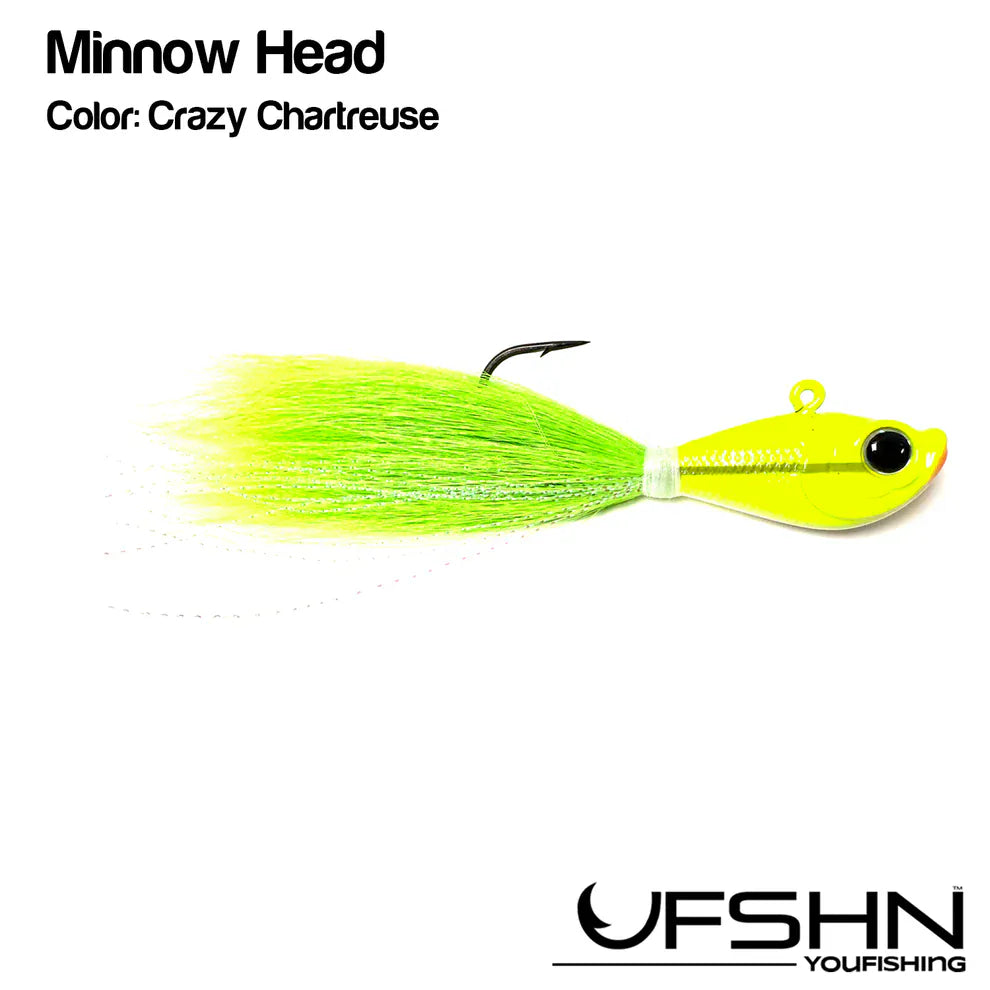 UFSHN Minnow Head Bucktail Jig 1oz / Crazy Chartreuse