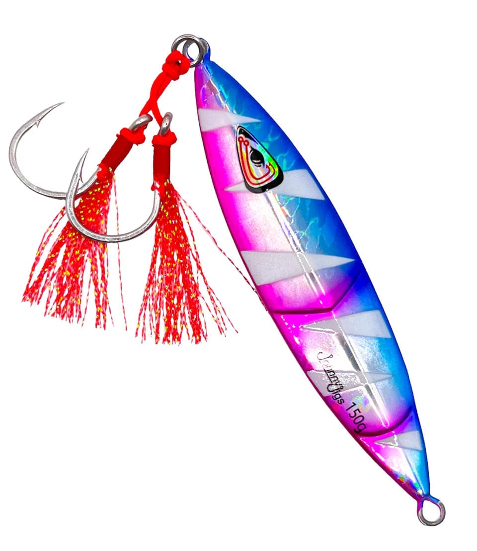 Johnny Jigs Ridged Slow Pitch Jig - Pre-rigged Pink/Blue / 60g