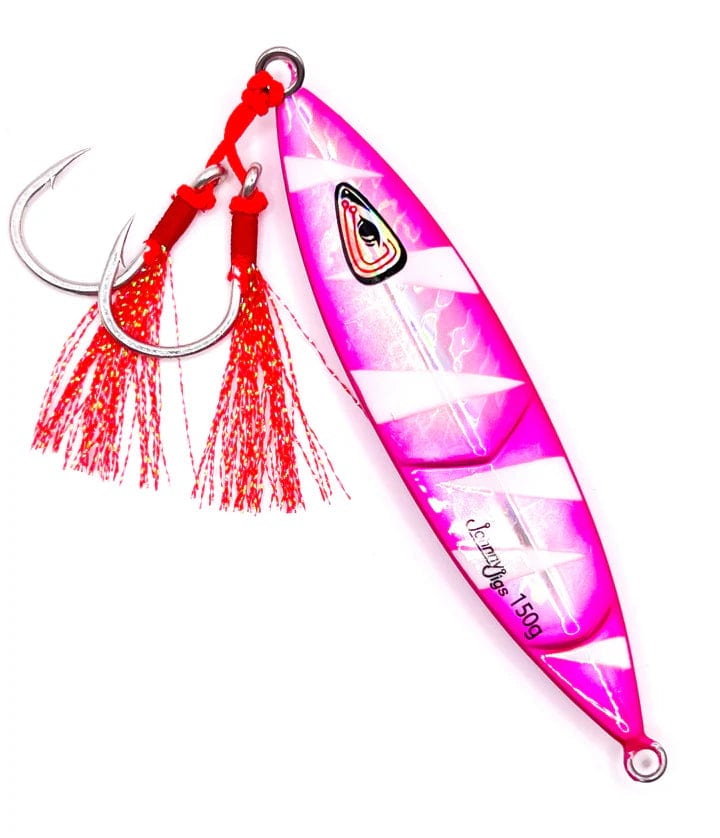 Johnny Jigs Ridged Slow Pitch Jig - Pre-rigged Pink/Glow / 60g