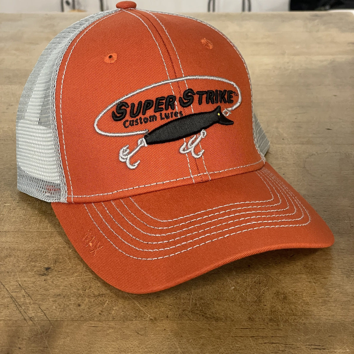 Super Strike Hats Orange/Grey Mesh Trucker