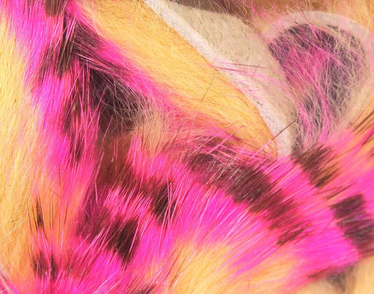 Tiger Barred Rabbit Strips 1/4" / Hot Pink Brown Over Peach