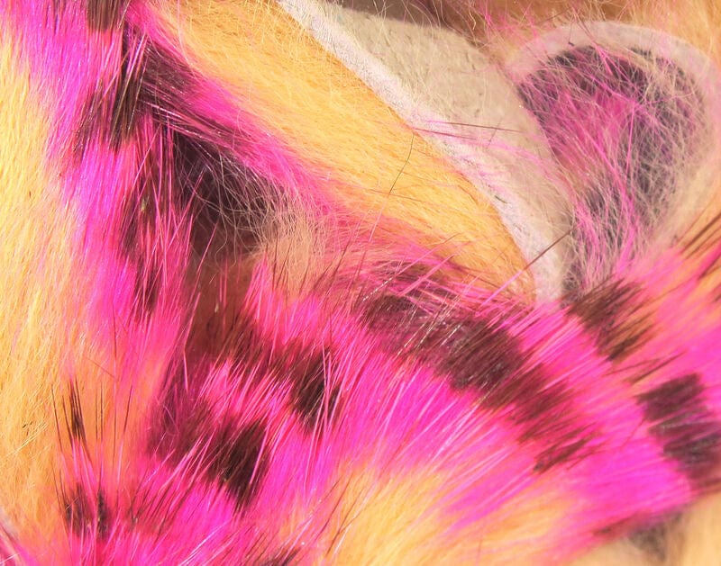 Tiger Barred Rabbit Strips 1/4&quot; / Hot Pink Brown Over Peach