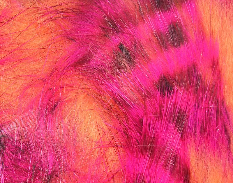 Tiger Barred Rabbit Strips 1/4&quot; / Hot Pink Brown Over Shrimp Pink