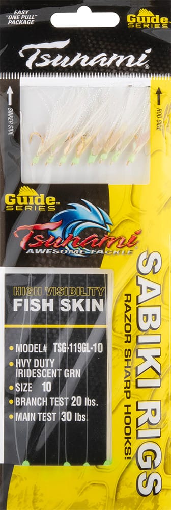 Tsunami Guide Series Heavy Duty Sabiki Rig - Iridescent Glow #10