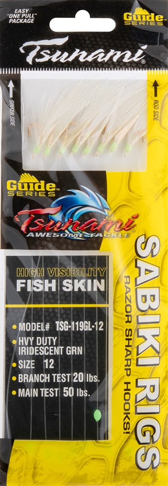 Tsunami Guide Series Heavy Duty Sabiki Rig - Iridescent Glow #12
