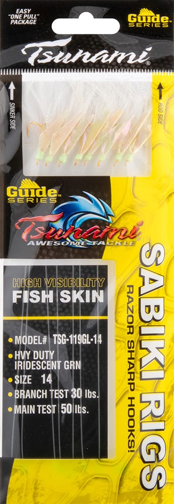 Tsunami Guide Series Heavy Duty Sabiki Rig - Iridescent Glow #14
