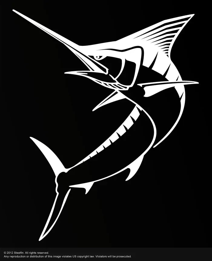 Steelfin Vinyl Decals Medium White Marlin