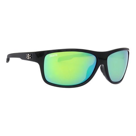 Calcutta Drift Sunglasses Shiny Black Frame/Green Mirrow Lens