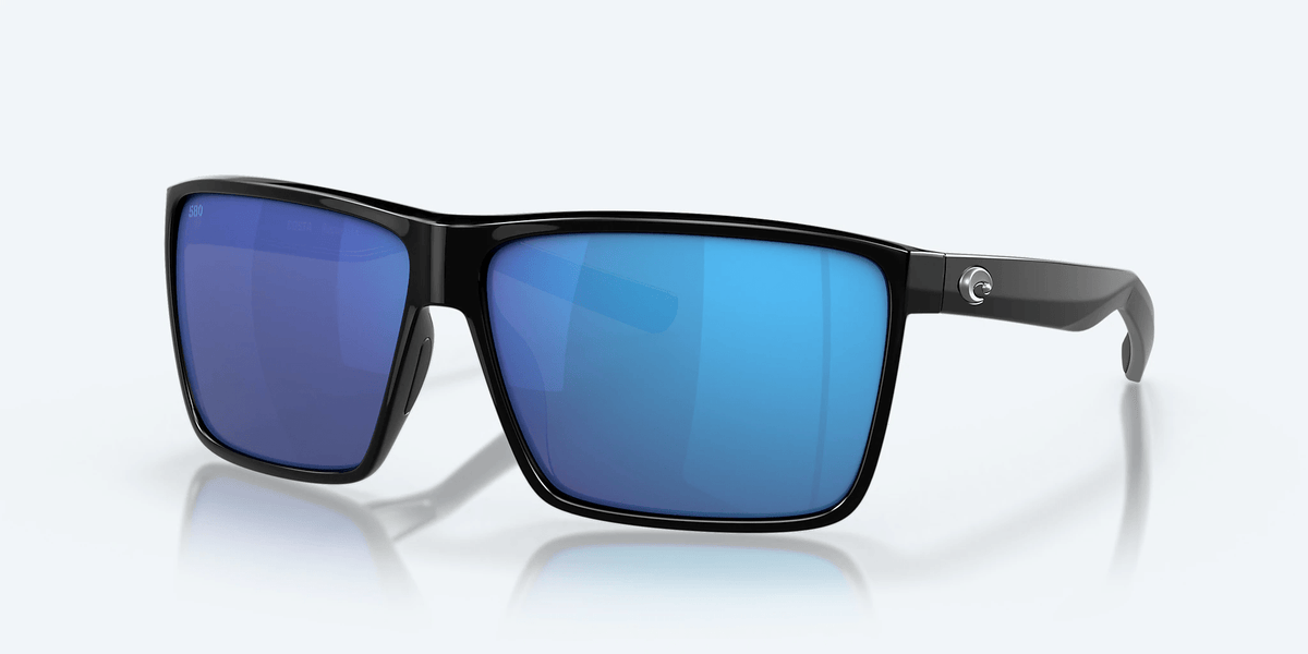 Costa Del Mar Rincon Polarized Sunglasses (580G - Glass Lenses) Shiny Black - Blue Mirror 580G
