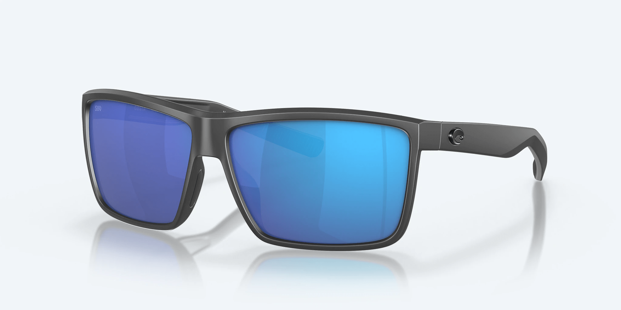 Square Bamboo Wood Sunglasses Blue Mirrored Polarized Lenses