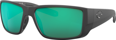 Costa Del Mar Blackfin Pro Polarized Sunglasses (580G - Glass Lenses) Matte Black Frame - Green Mirror (06S9079 907902)