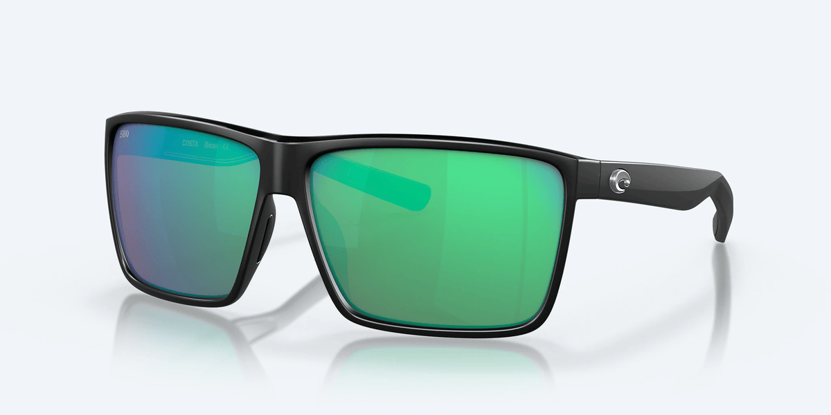 Costa Del Mar Rincon Polarized Sunglasses (580P - Polycarbonate Lenses) Shiny Black - Green Mirror 580P