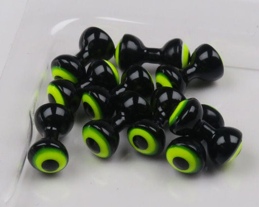 Double Pupil Lead Eyes Medium 4.8mm / Black Yellow Chartreuse & Black Pupil