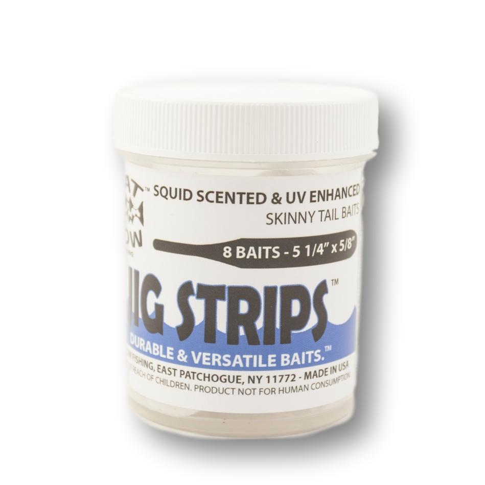 Fat Cow Skinny Tail Jig Strips Ghost White