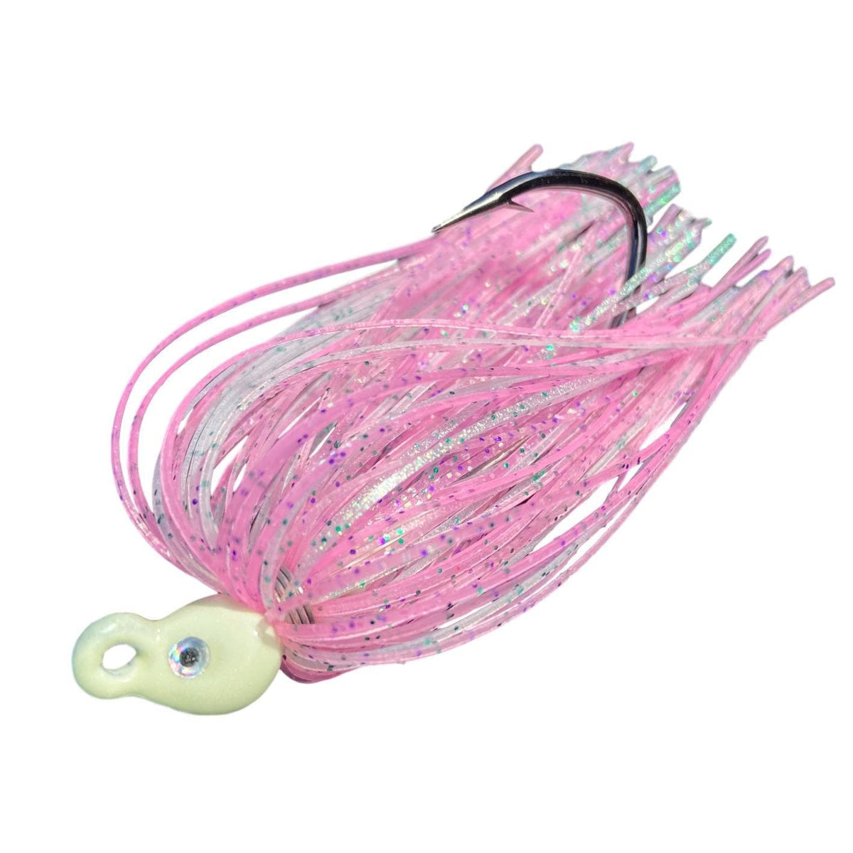 Backwater Custom Baits Poison Tail Jigs (1/4oz Teasers) Light Pink/Glow