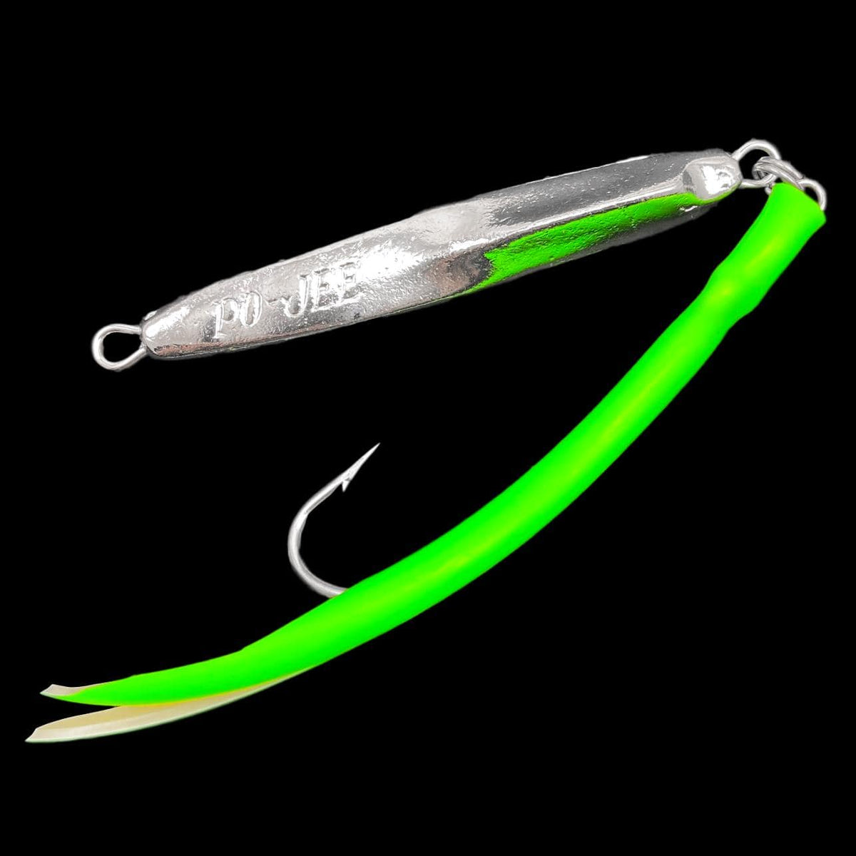 Point Jude Po-Jee Tins with Tube Tail 2 1/2oz - Fluorescent Green Tail