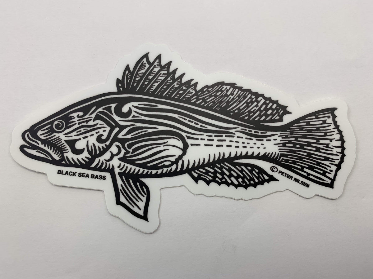 Fish Stickers &quot;Tribal Art&quot; Black Sea Bass