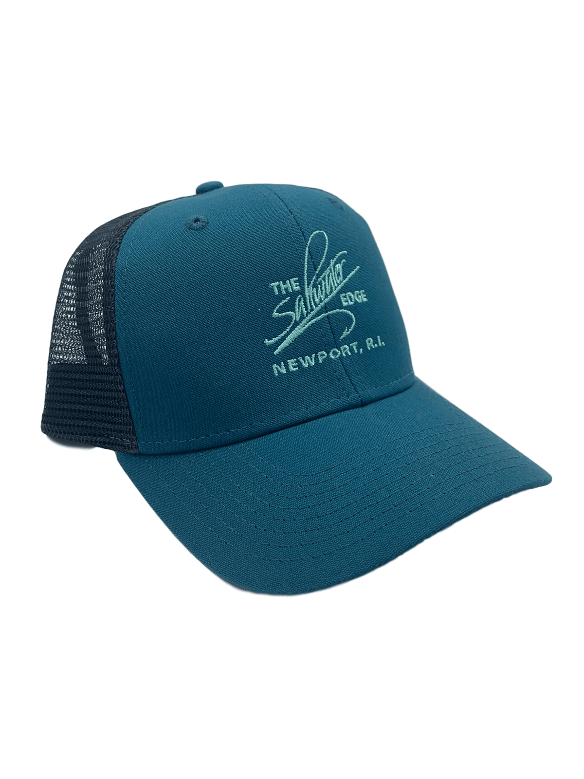 Saltwater Edge Logo Sideline Trucker Hat Seaport/Navy