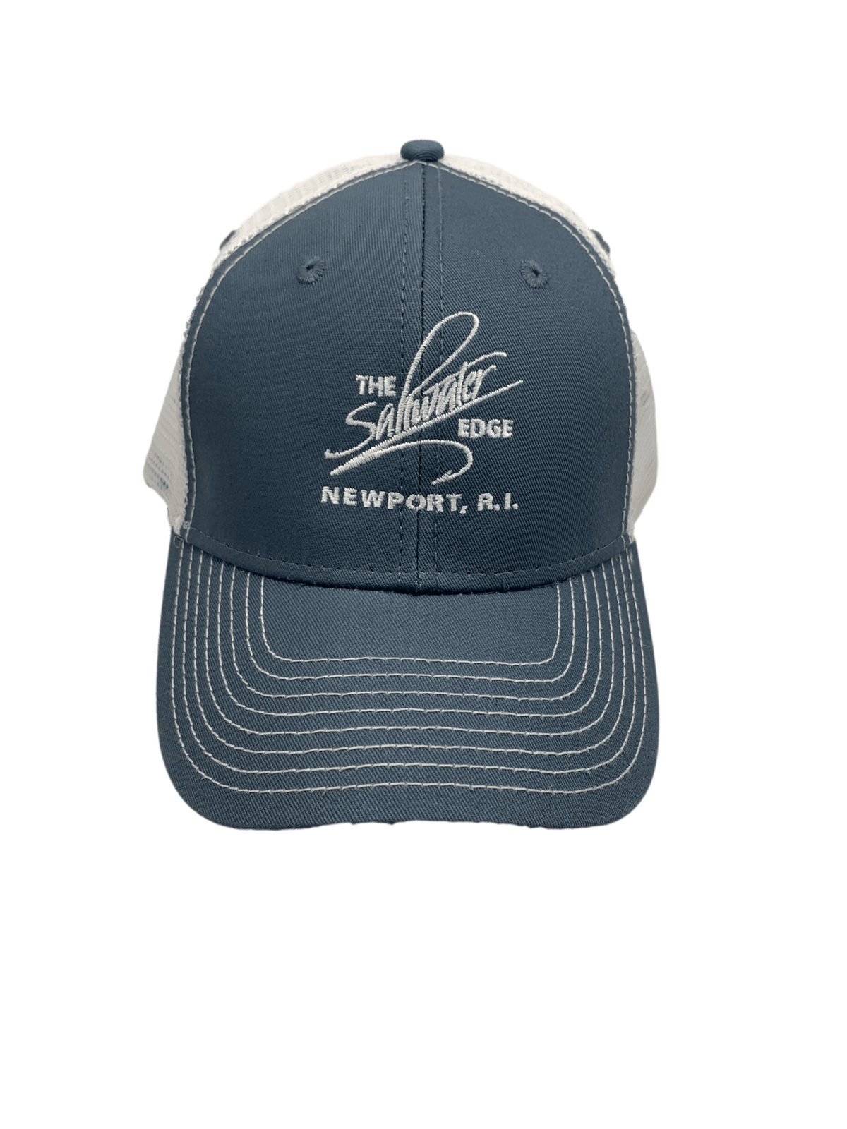 Saltwater Edge Logo Sideline Trucker Hat Steel/White