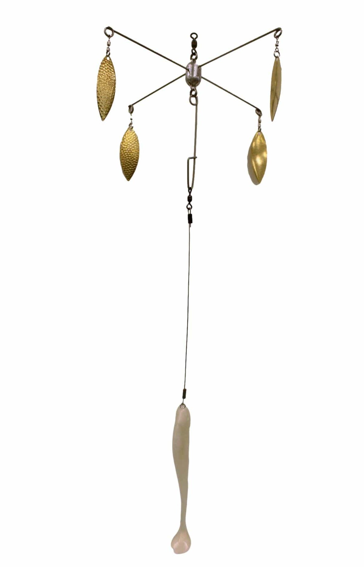 Born to Fish Lures - Kayak Umbrella Rigs Hammer Gold Spoon - White Shad