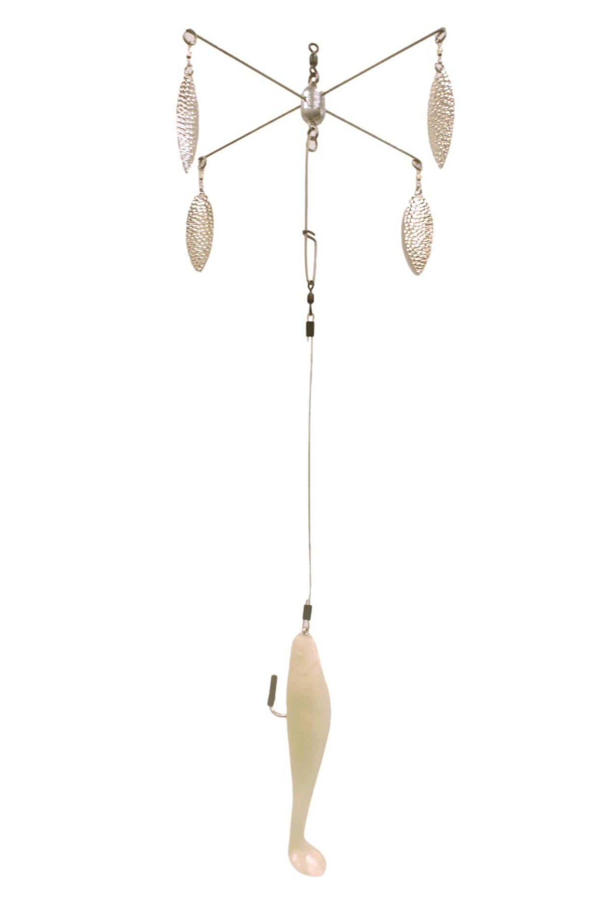 Born to Fish Lures - Kayak Umbrella Rigs Hammer Silver Spoon - White Shad