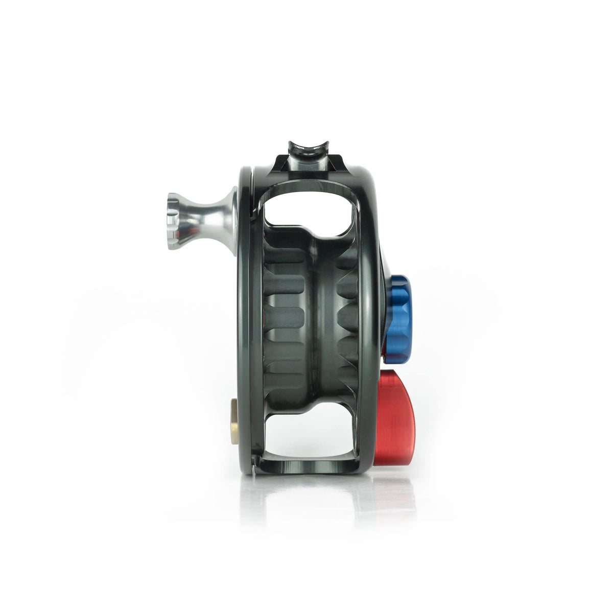 Seigler MF (Medium Fly) Lever Drag Fly Reel Gunmetal with Red, Silver, & Blue Accents