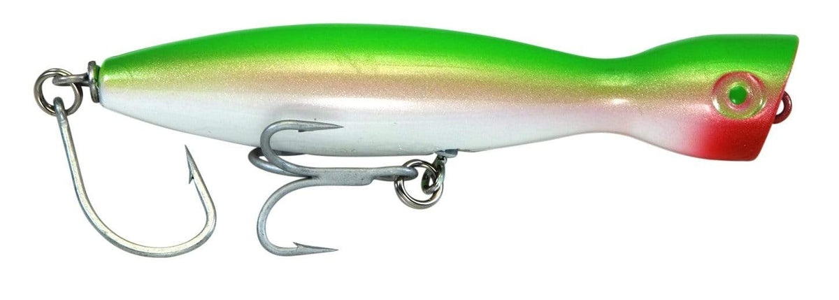 Super Strike Floating Little Neck Poppers 1 oz / Neon Green/White