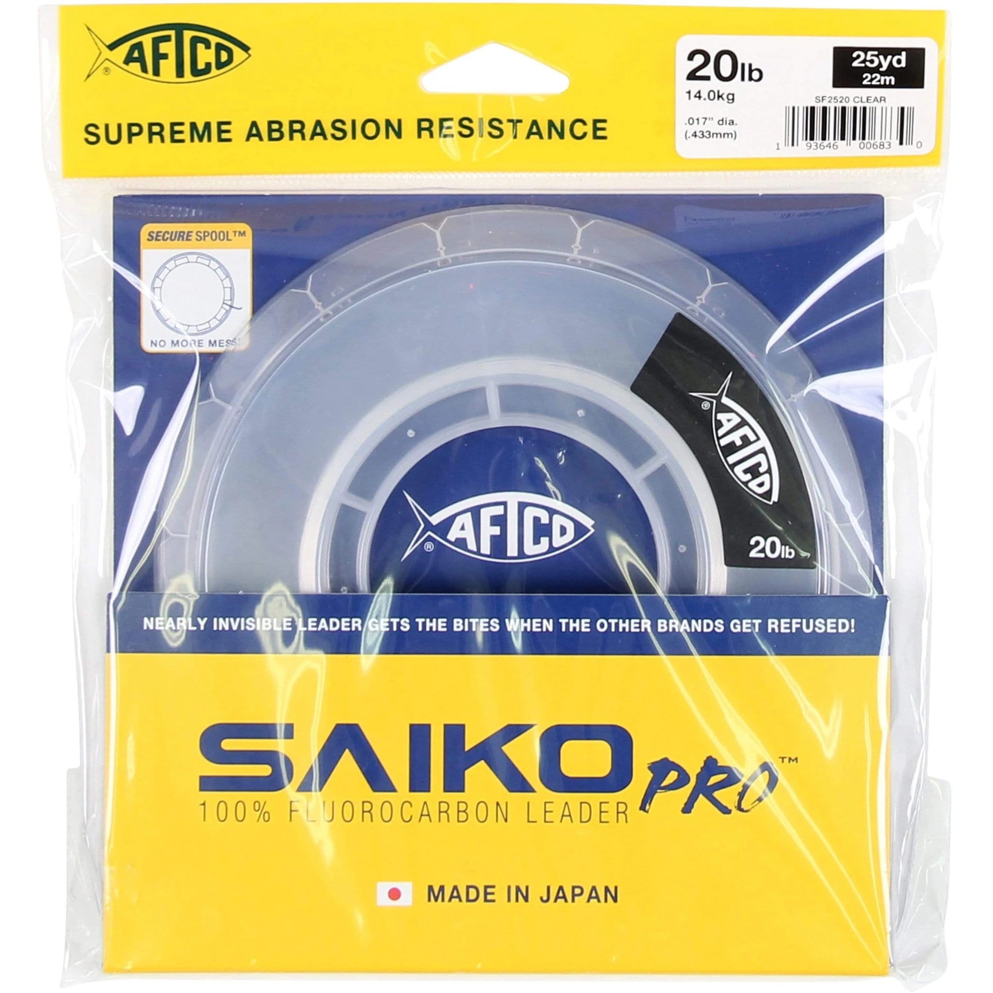 AFTCO Saiko Pro Fluorocarbon Leader - Clear - 12lb - 25yds